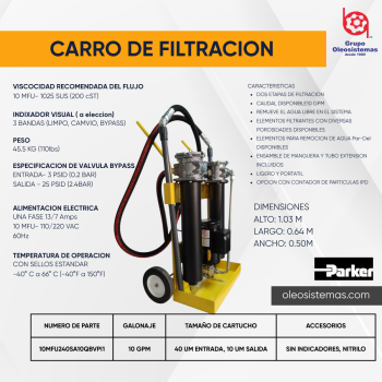 CARRITO DE FILTRACION DE ACEITE  PARKER