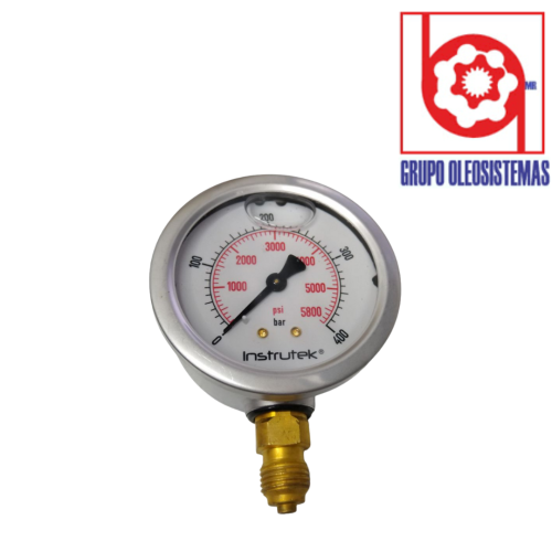 MANOMETRO 0 A 5800 PSI/ 400 BAR CARATULA 2-1/2″ INFERIOR DE 1/4 BSPP