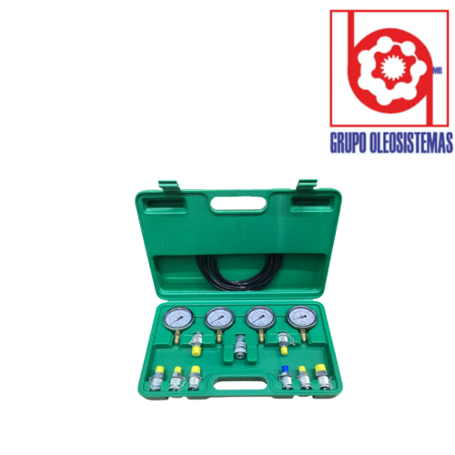 MALETIN DE MANOMETROS ANALOGO 4 PZ CON MANGUERAS (9 CONEXIONES)