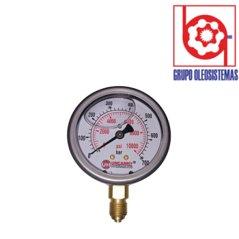 MANOMETRO 0 A 10000 PSI CARATULA 2-1/2″ INFERIOR DE 1/2 BSPP