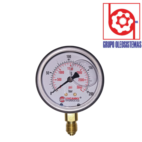 MANOMETRO 0 A 2000 PSI CARATULA 2-1/2″ INFERIOR DE 1/2 BSPP