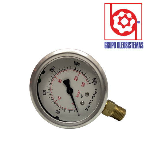 MANOMETRO 0 A 2000 PSI CARATULA 2-1/2» INFERIOR DE 1/4 NPT