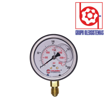 MANOMETRO 0 A 3000 PSI CARATULA 2-1/2″ INFERIOR DE 1/2 BSPP