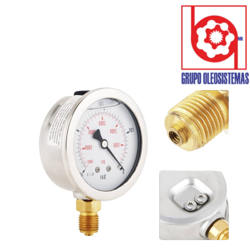 MANOMETRO 0 A 5800 PSI/ 400 BAR CARATULA 2-1/2″ INFERIOR DE 1/4 BSPP