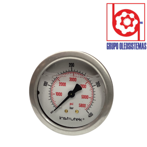 MANOMETRO 0 A 5800 PSI/400 BAR CARATULA 2-1/2″ POSTERIOR DE 1/4 BSPP