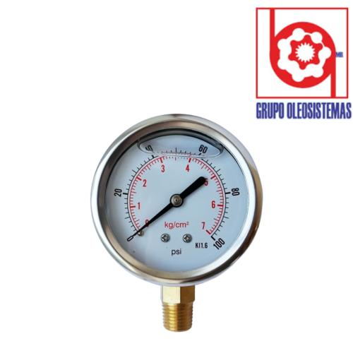 MANOMETRO 0 A 600 PSI CARATULA 2-1/2″ INFERIOR DE 1/4 NPT