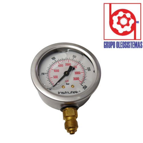 MANOMETRO 0 A 3500 PSI/250 BAR CARATULA 2-1/2″ INFERIOR DE 1/4 BSPP