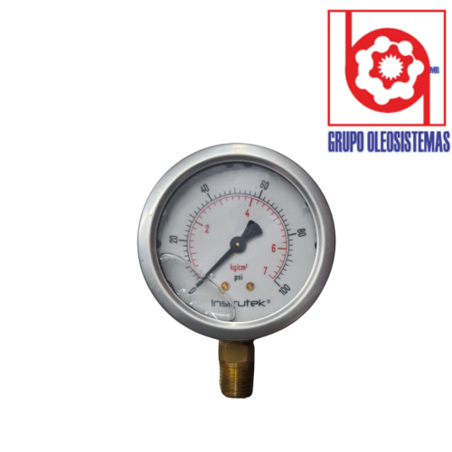 MANOMETRO 0 A 100 PSI CARATULA 2-1/2″ INFERIOR DE 1/4 NPT