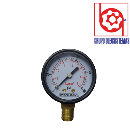 MANOMETRO DE 0 A 100 PSI CARATULA 2″ INFERIOR DE 1/8 NPT