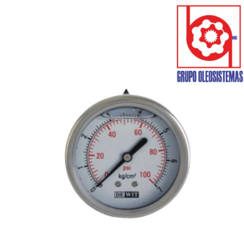 MANOMETRO 0 A 1000 PSI CARATULA 2-1/2″ INFERIOR DE 1/4 NPT