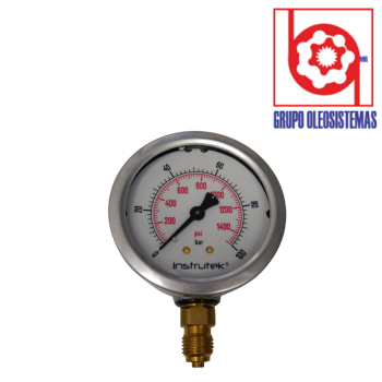 MANOMETRO 0 A 1400 PSI/100 BAR CARATULA 2-1/2 INFERIOR 1/4 BSPP