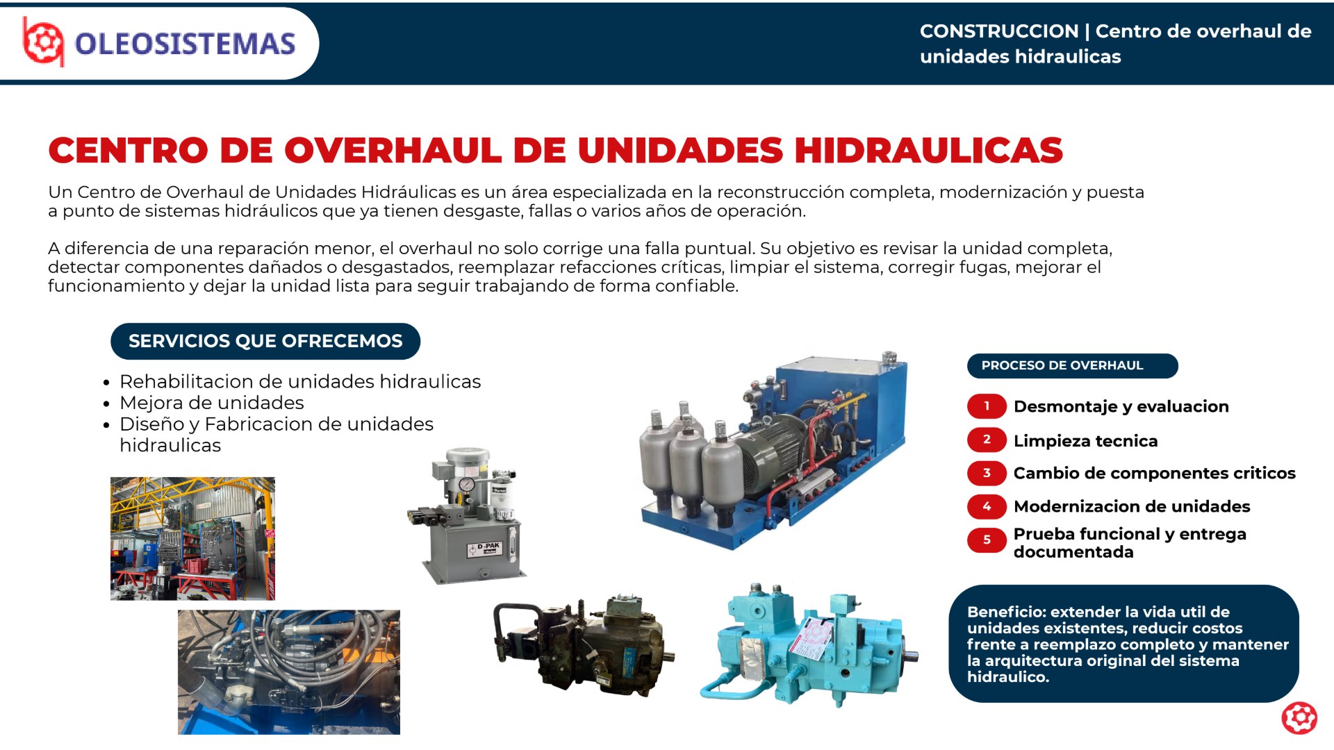 Construcción – Centro de overhaul de unidades hidráulicas Centro de overhaul de unidades hidráulicas